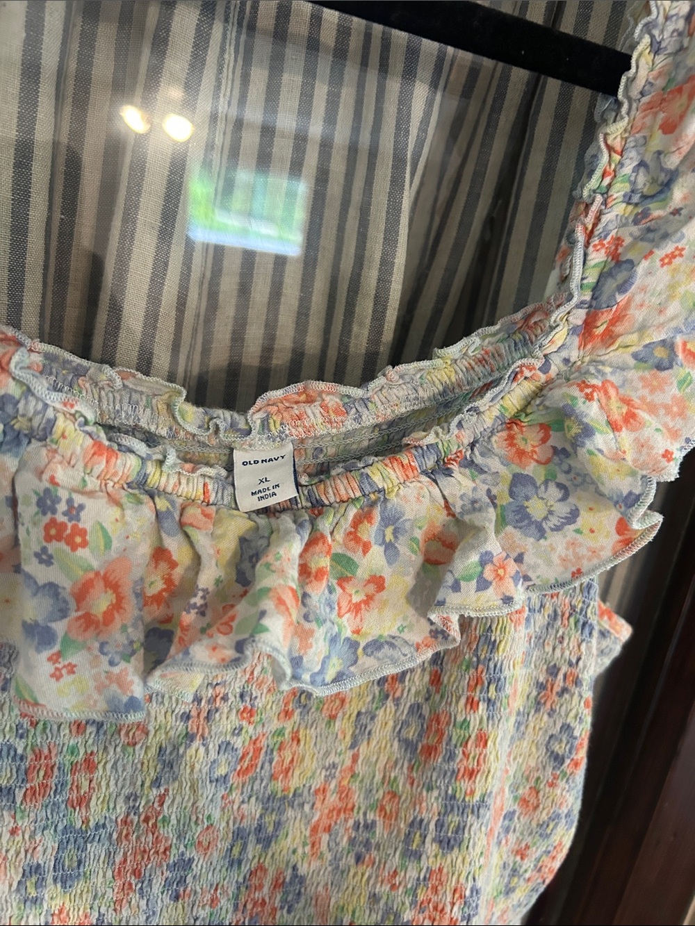 Old Navy Floral Ruffle Maxi Dress in Light Blue & Peach - Picture 2 of 4